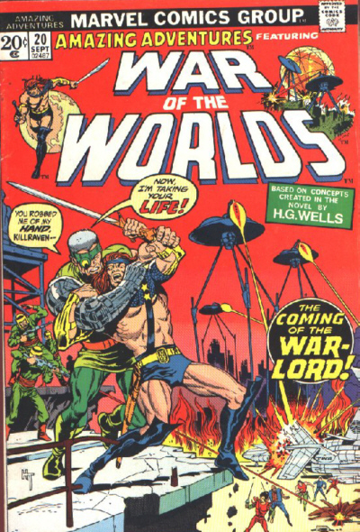 Amazing Adventures #20, War of the Worlds, featuring Killraven (Marvel, 1973) cover.