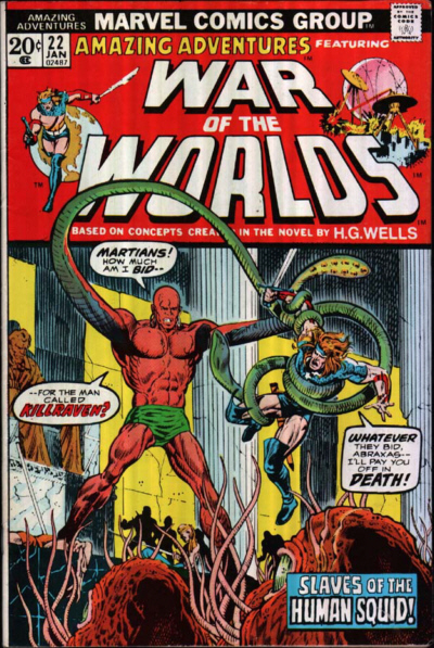 Amazing Adventures #22, War of the Worlds, featuring Killraven (Marvel, 1974) cover.