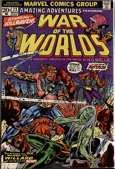 Amazing Adventures #23, War of the Worlds, featuring Killraven (Marvel, 1974) cover.