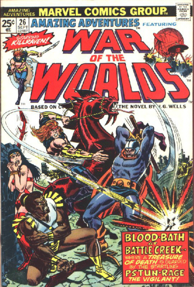 Amazing Adventures #26, War of the Worlds, featuring Killraven (Marvel, 1974) cover.