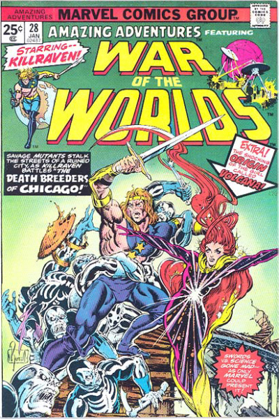 Amazing Adventures #28, War of the Worlds, featuring Killraven (Marvel, 1975) cover.