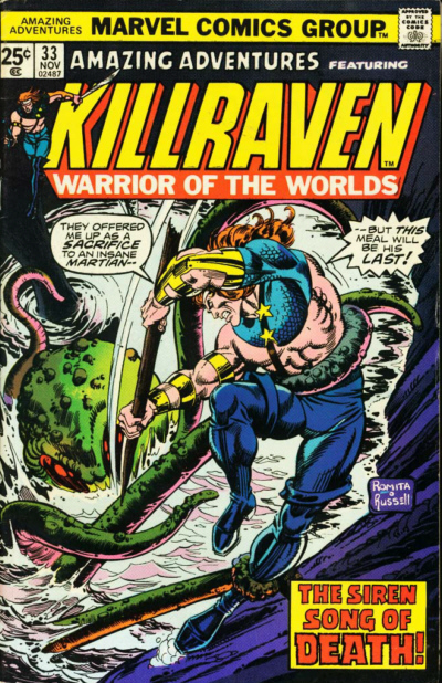 Amazing Adventures #33, Killraven, Warrior of the Worlds  (Marvel, 1976) cover.