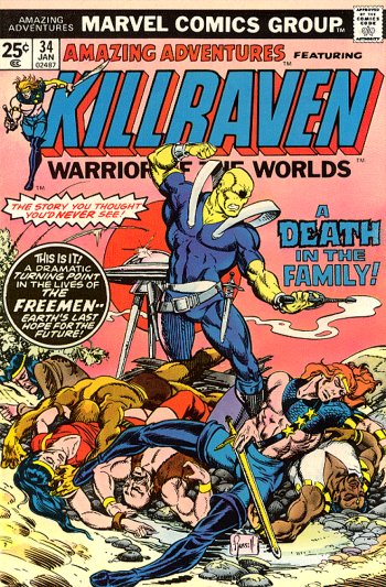 Amazing Adventures #34, Killraven, Warrior of the Worlds  (Marvel, 1976) cover.