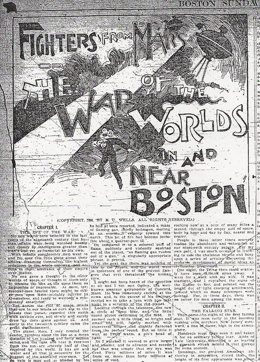 Fighters From Mars, published in the Boston Evening Post, January 9th 1898