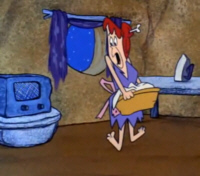 The Flintstones, The Masquerade Party (1965) Wilma gets a shock.