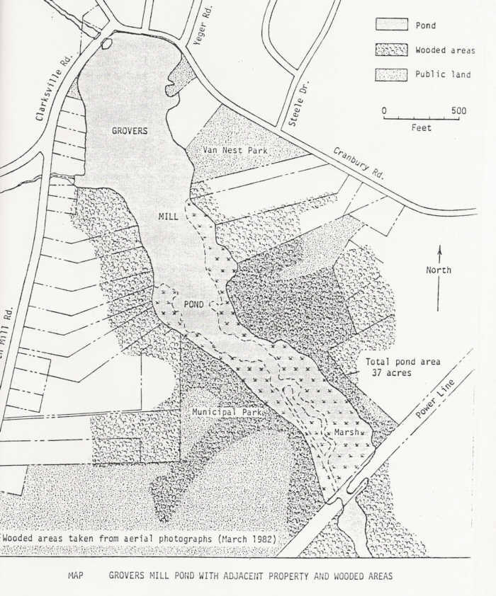 Map of Grover's Mill pond