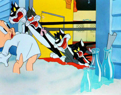 Porky has trouble with his cats in Kitty Kornered (Bob Clampett, 1946)