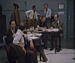 The cast gathered in the studio, in The Night That Panicked America