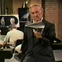 
George Pal with model for War of the Worlds TV series.