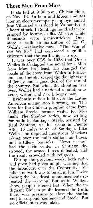Issue of Newsweek from 27 november 1944, p 89, story those men from mars.