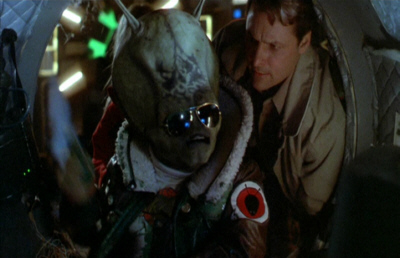 Douglas Barr as Sam meets the Martians in Spaced Invaders