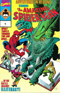 
Adventures in Reading starring: The Amazing Spiderman (Marvel, 1990). Click for larger image.