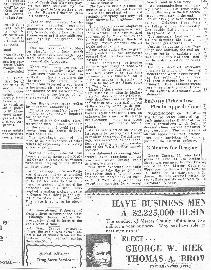 trenton times war of the worlds article page 2, part 3