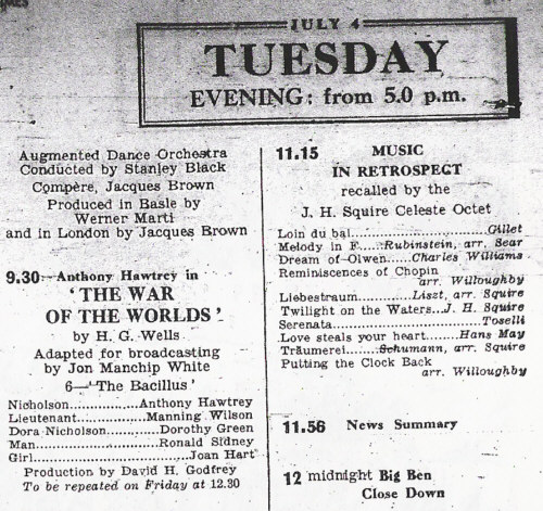 BBC radio War of the Worlds dramatisation, episode 6, July 4th 1950
