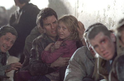 Tom Cruise and Dakota Fanning seek shelter from a Tripod in The War Of The Worlds